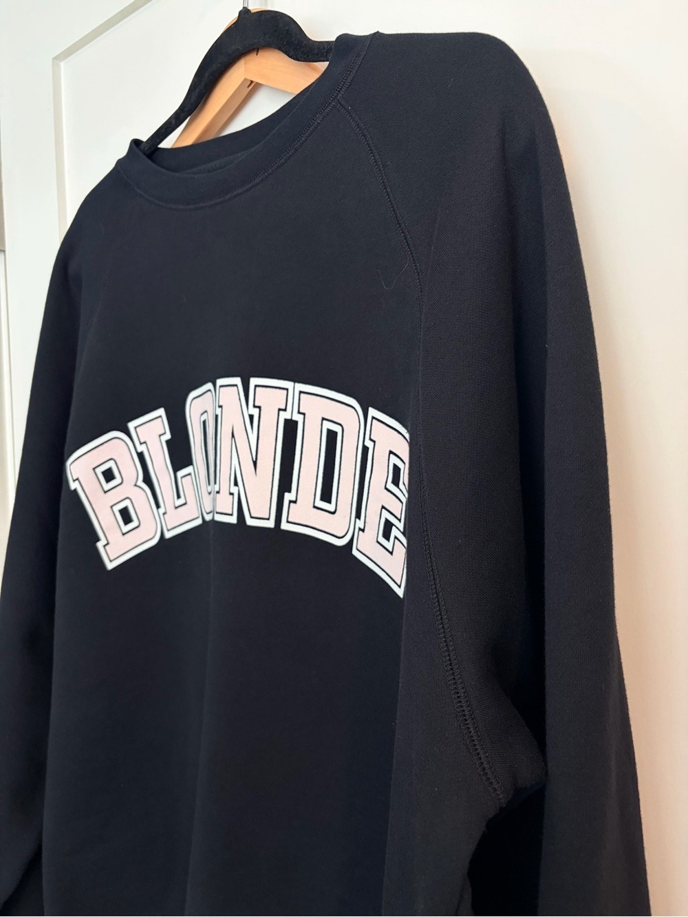 Brunette The Label BLONDE Varsity Sweatshirt Black Pink Logo Oversized S/M - Picture 3 of 8